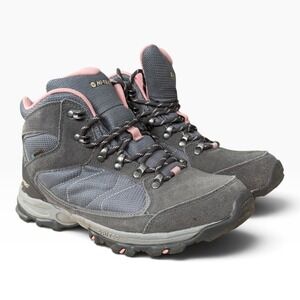 Hi-Tec Oregon II Mid WP Grey Pink Suede Hiking Boots Womens 8.5 0003405-051